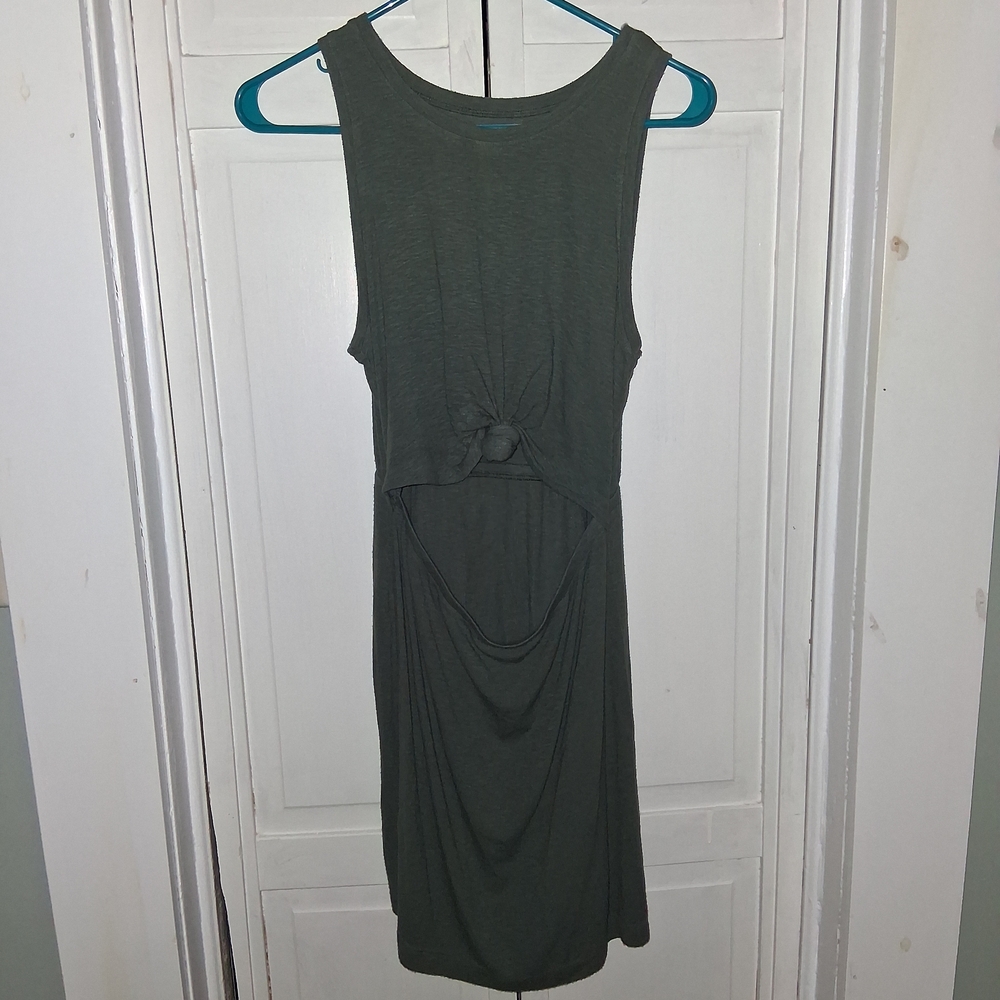 Aerie Open Middriff With Tie Olive Dress